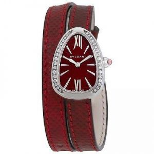 ShoppingMaster Fashion New Bulgari Serpenti  Stainless Steel Quartz 27mm Red Dial Watch SPS27C9SDL