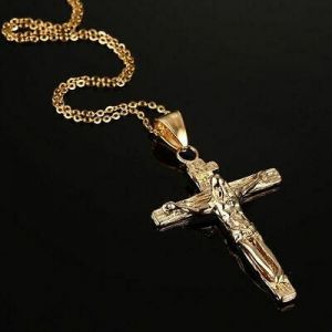ShoppingMaster Fashion Mens Charm Jewelry Stainless Steel Jesus Cross Crucifix Pendant Necklace Chain