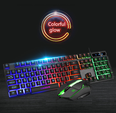 ShoppingMaster Gaming Rainbow LED USB Gaming Keyboard and Mouse Headset Set For PC Laptop PS4 Xbox One